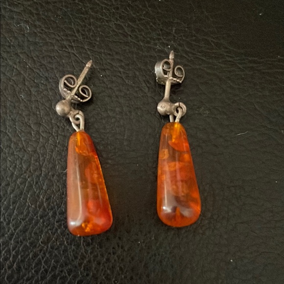 Amber Drop Earrings - Picture 1 of 4